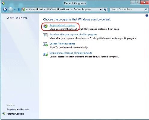 Windows 8 Default Programs, Set Defaults